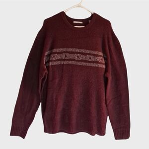 Michael Bastian Striped Crewneck Sweater Beetroot Large